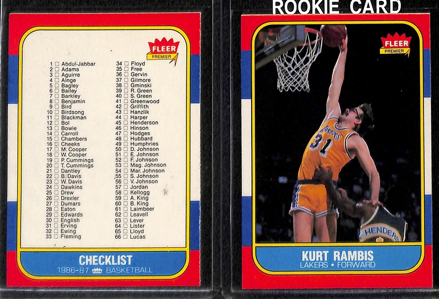 Lot of (33) 1986 Fleer Basketball Cards and Stickers Inc. Bird, Jabbar,  Wilkins