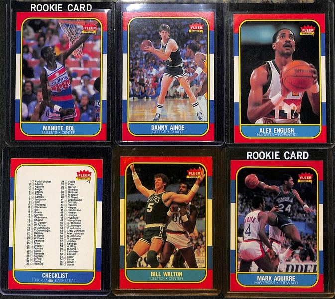 Lot of (34) 1986 Fleer Basketball Cards Including Manute Bol and Danny Ainge Rookies 