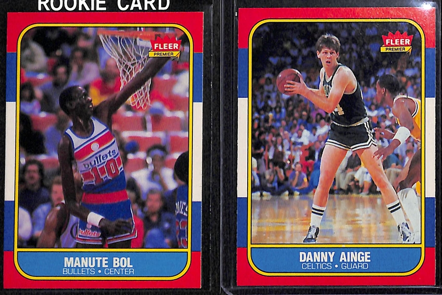 Lot of (34) 1986 Fleer Basketball Cards Including Manute Bol and Danny Ainge Rookies 