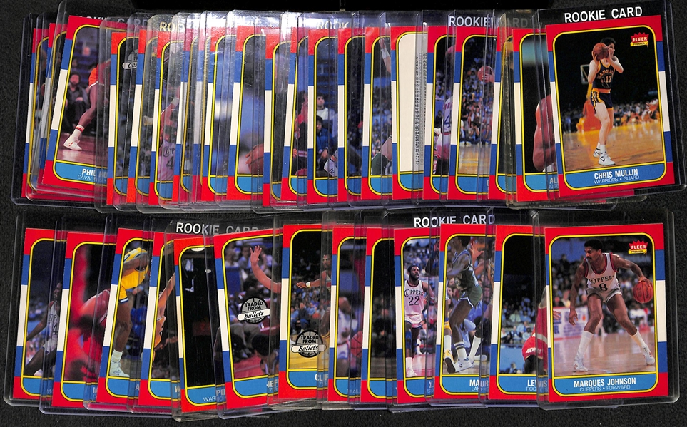 Lot of (34) 1986 Fleer Basketball Cards Including Chris Mullin Rookie