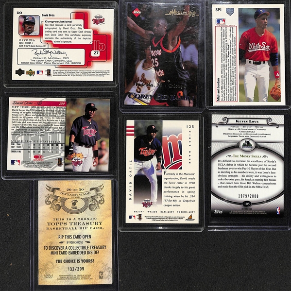 Lot of (7) 1990s Sports Cards  Featuring David Ortiz Autograph, Kobe Bryant, and Michael Jordan