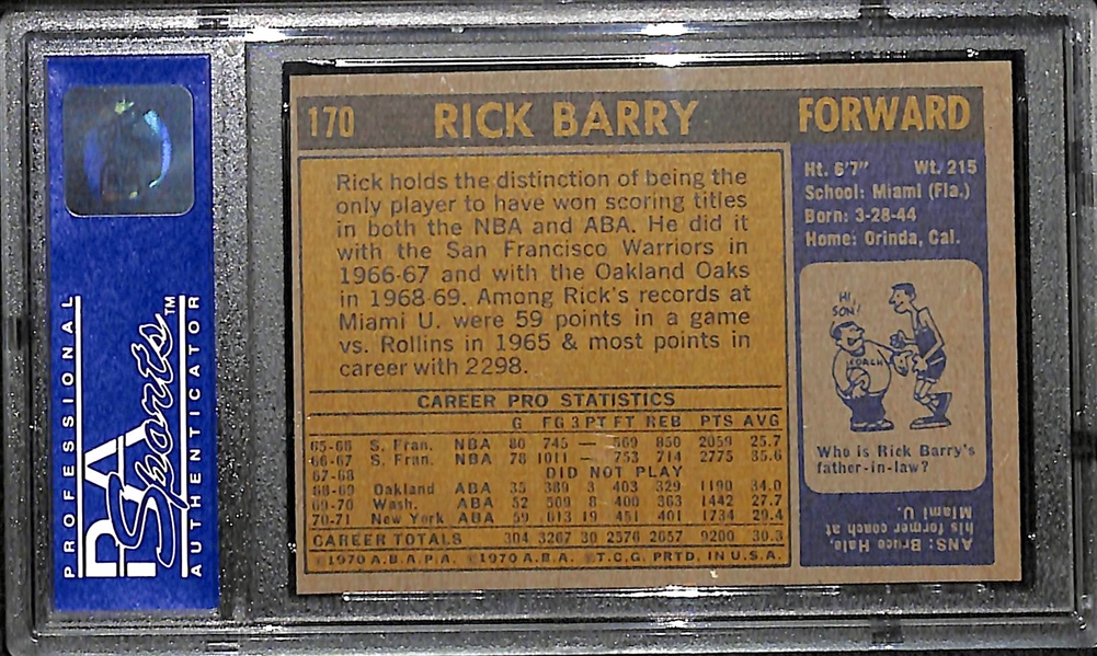 1971 Topps Rick Barry Graded PSA 8 NM-MT