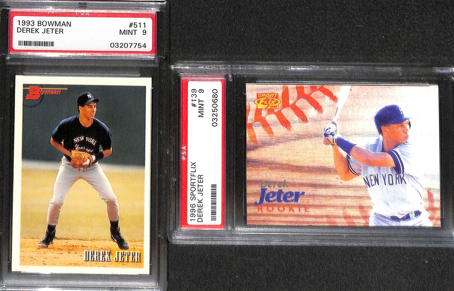 (8) Mostly PSA Graded 1990s Baseball Rookie and Inserts Inc. Derek Jeter