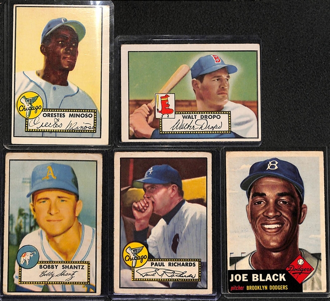 Lot of (61) Assorted 1952 Topps Baseball Cards with Minnie Minoso