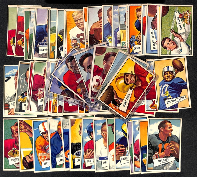 Lot of (64) Different 1952 Bowman Large Football Cards w. Sammy Baugh