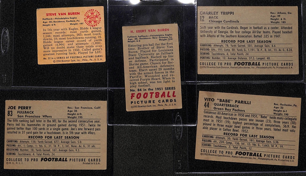 Lot of (6) 1950, (5) 1951, and (39) 1952 Large Bowman Football Cards w. 1950 Steve Van Buren