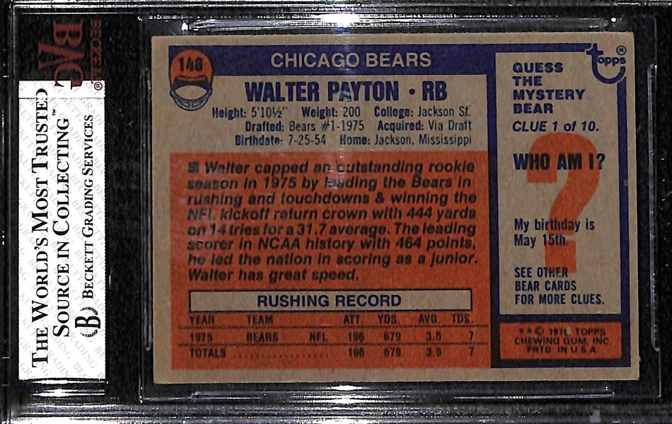 1976 Topps Walter Payton Rookie Card Graded Beckett BVG 5.5