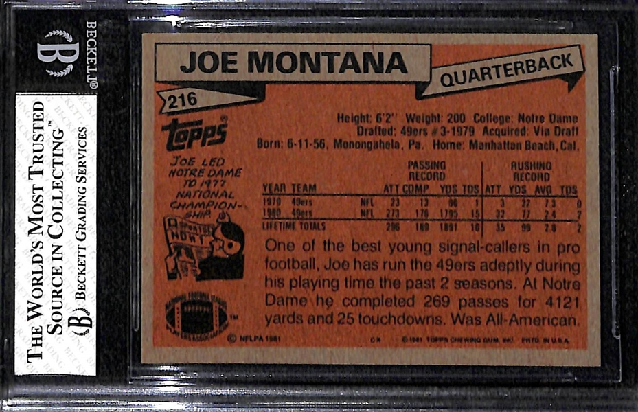 1981 Topps Joe Montana Rookie Card #216 Graded Beckett 7.5