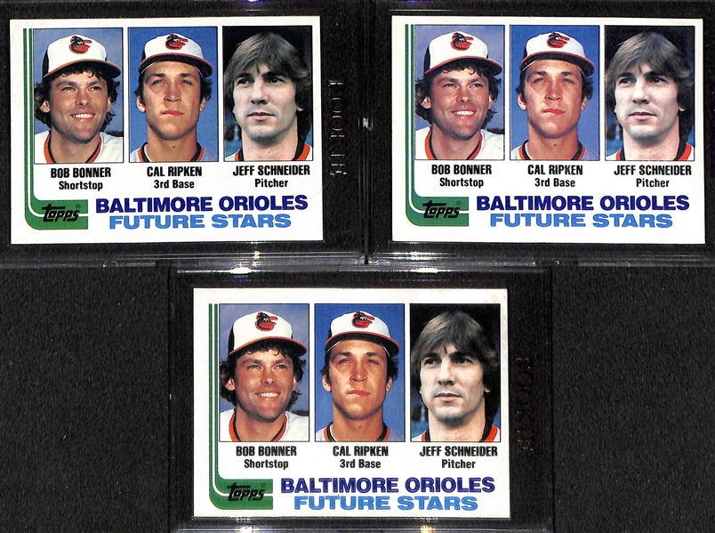 Lot of (6) Graded and Ungraded Topps and Topps Traded Cal Ripken Jr. Rookie Cards