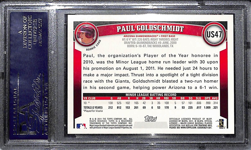 2011 Topps Update Paul Goldschmidt Diamond Anniversary Rookie Graded PSA 10