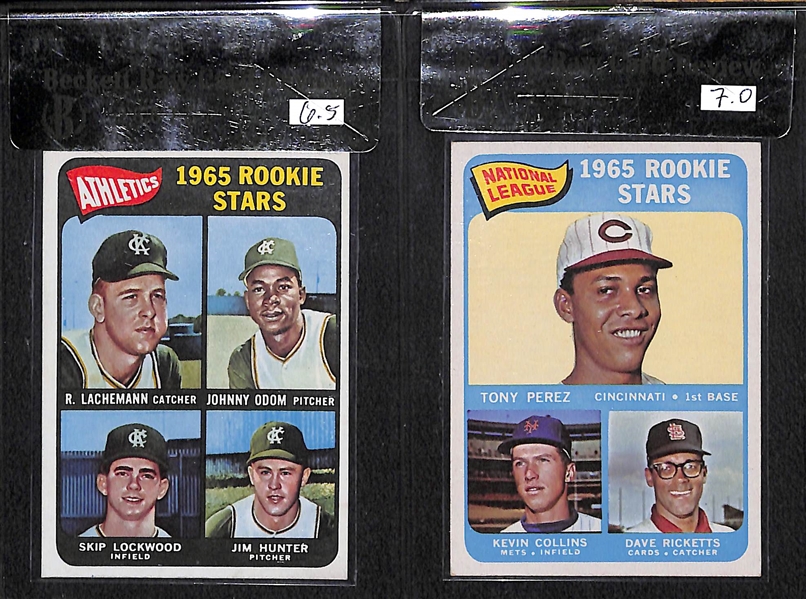 Lot of (2) Beckett Raw Graded 1965 Topps Rookie Stars with Jim Hunter (BVG 6.5) and Tony Perez (BVG 7)