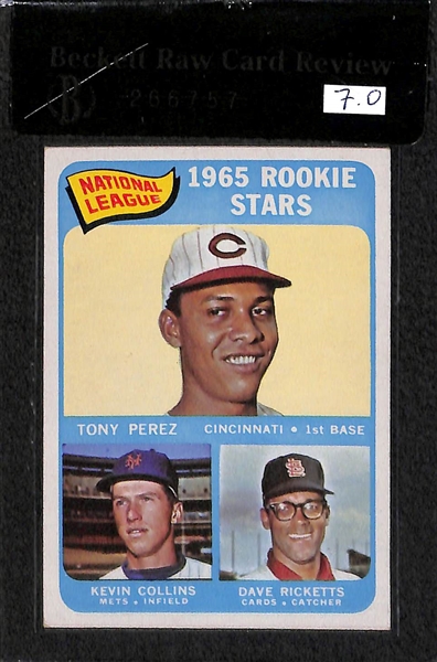 Lot of (2) Beckett Raw Graded 1965 Topps Rookie Stars with Jim Hunter (BVG 6.5) and Tony Perez (BVG 7)