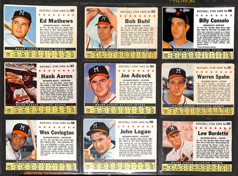 1961 Post Near Complete Baseball Card Set - 183 of 200 Cards - w. Mickey Mantle