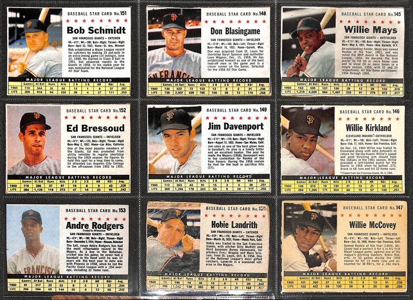 1961 Post Near Complete Baseball Card Set - 183 of 200 Cards - w. Mickey Mantle