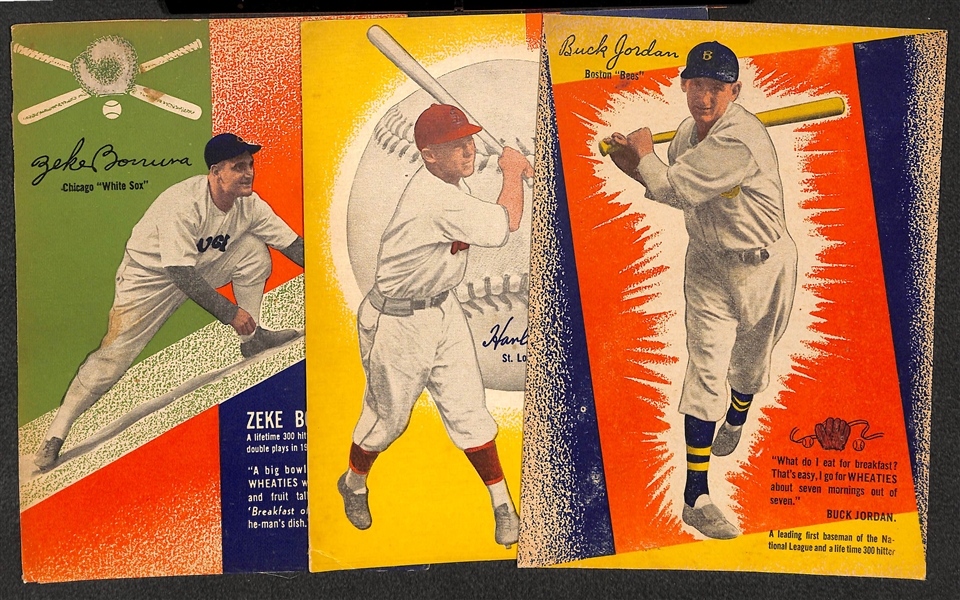  Lot of (3) 1937 Wheaties Panel Back Cards w. Zeke Bonura