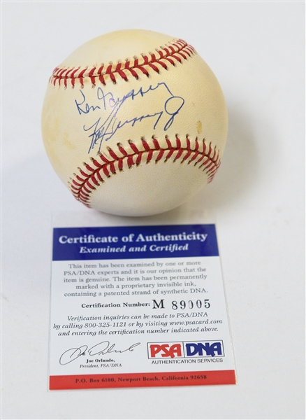 Ken Griffey and Ken Griffey Jr. Autographed Baseball PSA/DNA Certified