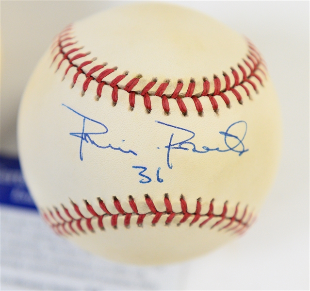 (4) Signed Baseballs Inc. Ernie Banks, Stan Musial, Reggie Jackson, Robin Roberts all PSA/DNA Certified