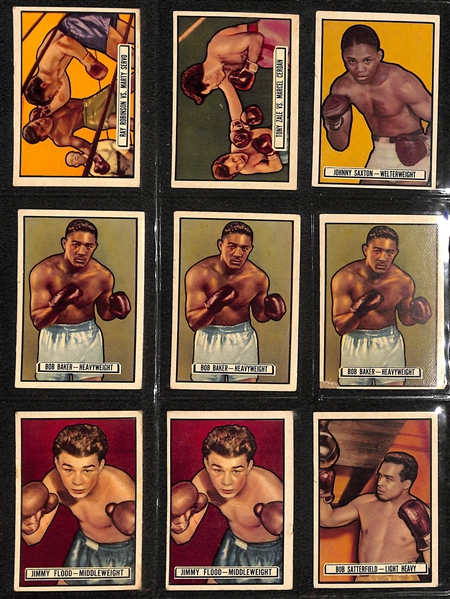 Lot of (51) Assorted 1951 Topps Ringside Boxing Cards w. Sugar Ray Robinson x3 