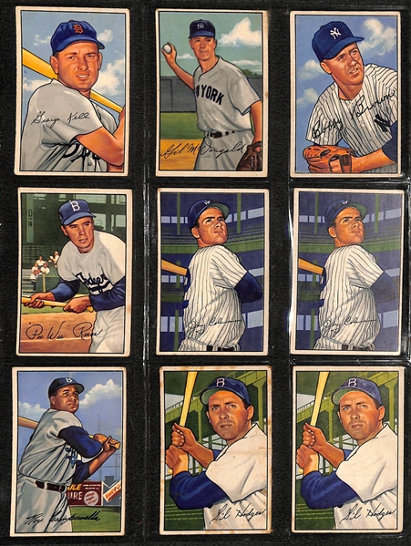 Lot of (36) 1950, (25) 1951, & (72) Assorted 1952 Bowman Baseball Cards w. 1952 Roy Campanella 