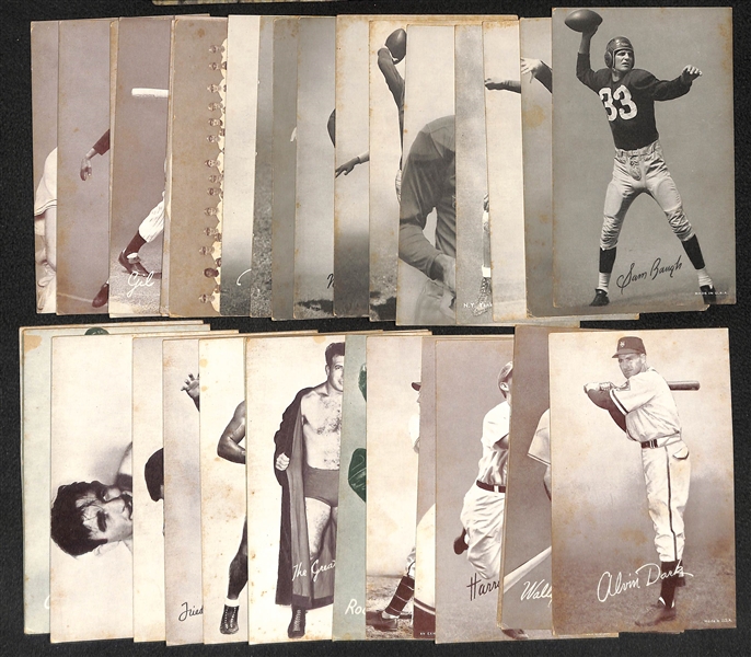 Lot of (36) 1950s Exhibit Sports Cards w. Sammy Baugh