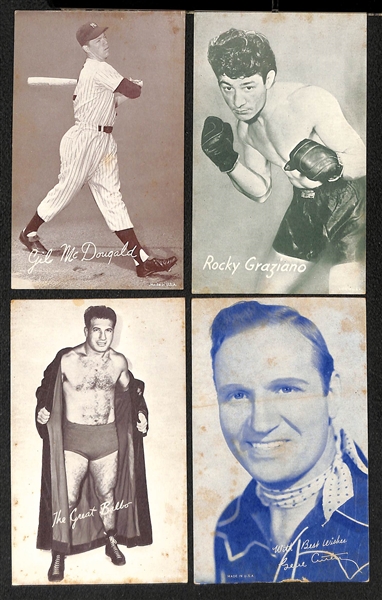 Lot of (36) 1950s Exhibit Sports Cards w. Sammy Baugh