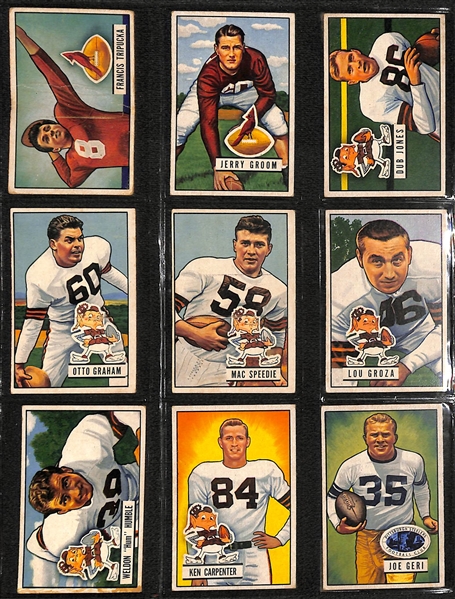 (8) 1950, (80) 1951, and (14) 1952 Small Bowman Football Cards w. 1951 Autogram