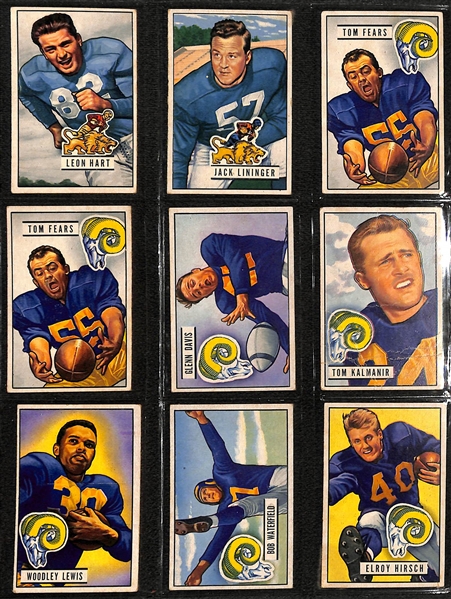 (8) 1950, (80) 1951, and (14) 1952 Small Bowman Football Cards w. 1951 Autogram