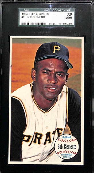 (7) Roberto Clemente Baseball Cards Featuring 1964 Topps Giants Graded SGC 88