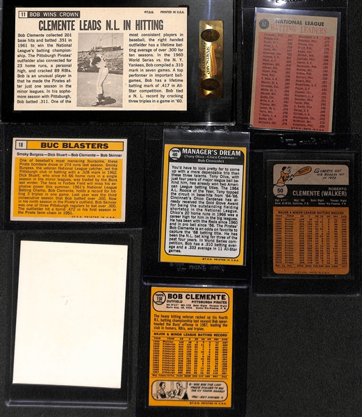 (7) Roberto Clemente Baseball Cards Featuring 1964 Topps Giants Graded SGC 88