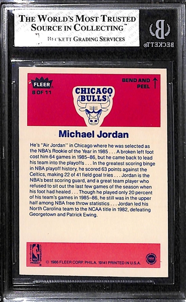 1986-87 Fleer Michael Jordan Rookie Sticker #8 Graded BGS 6.5