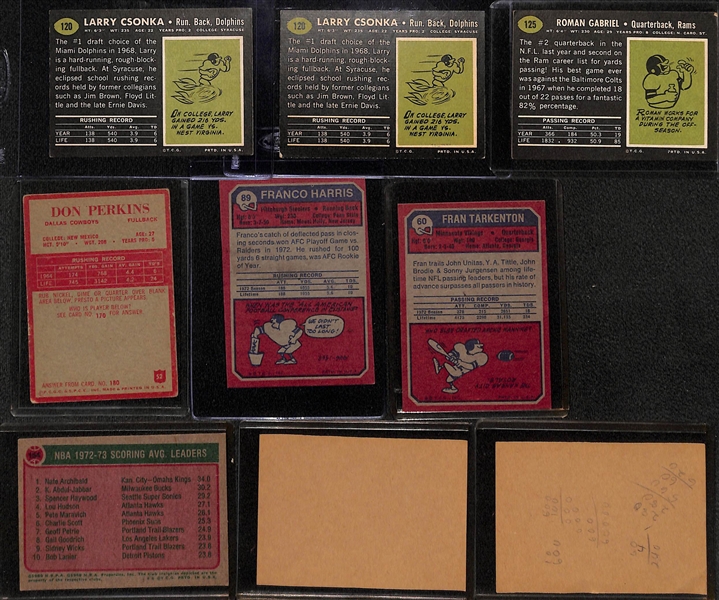 (9) 1960s and Early 70s Football and Basketball w. (2) Larry Csonka Rookies