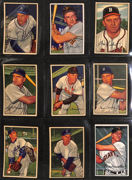  1952 Bowman Near Complete Set - 225 of 252 Cards - w. Ralph Kiner