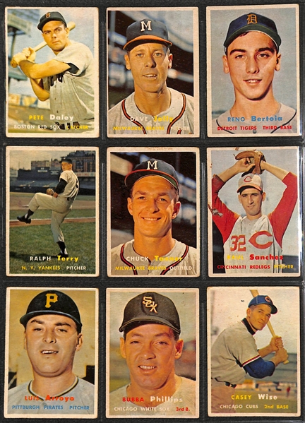  1957 Topps Baseball Partial Set - 300 of 407 Different Cards w. Gene Mauch Rookie Card