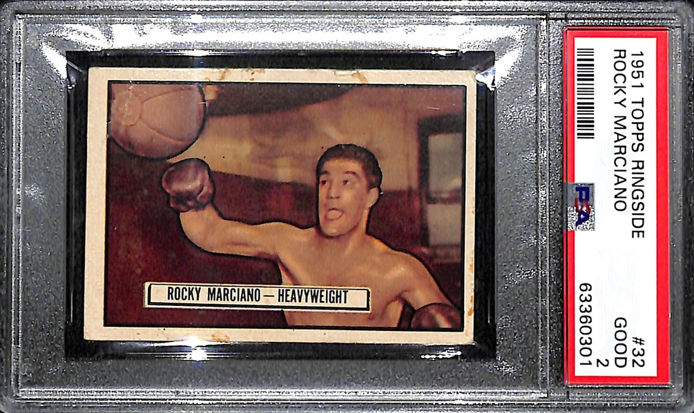 1951 Topps Ringside Boxing Rocky Marciano #32 Rookie Boxing Card Graded PSA 2