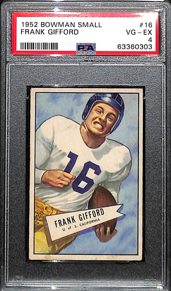 1952 Bowman Small Frank Gifford #16 Rookie Card Graded PSA 4