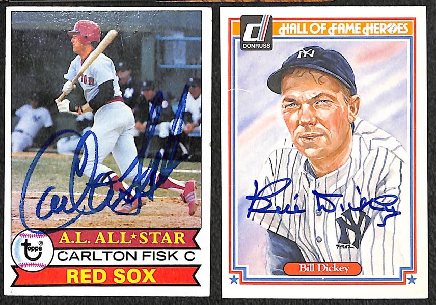 (27) Autographed Baseball Cards w. Brock, Fisk, Dickey, Drysdale, Killebrew (JSA Auction Letter)