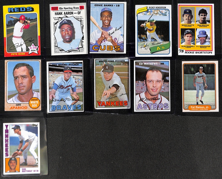 Lot of (11) 1960s-1980s Rookie and Star Cards Inc. Rose, Aaron, Banks, Henderson, Molitor