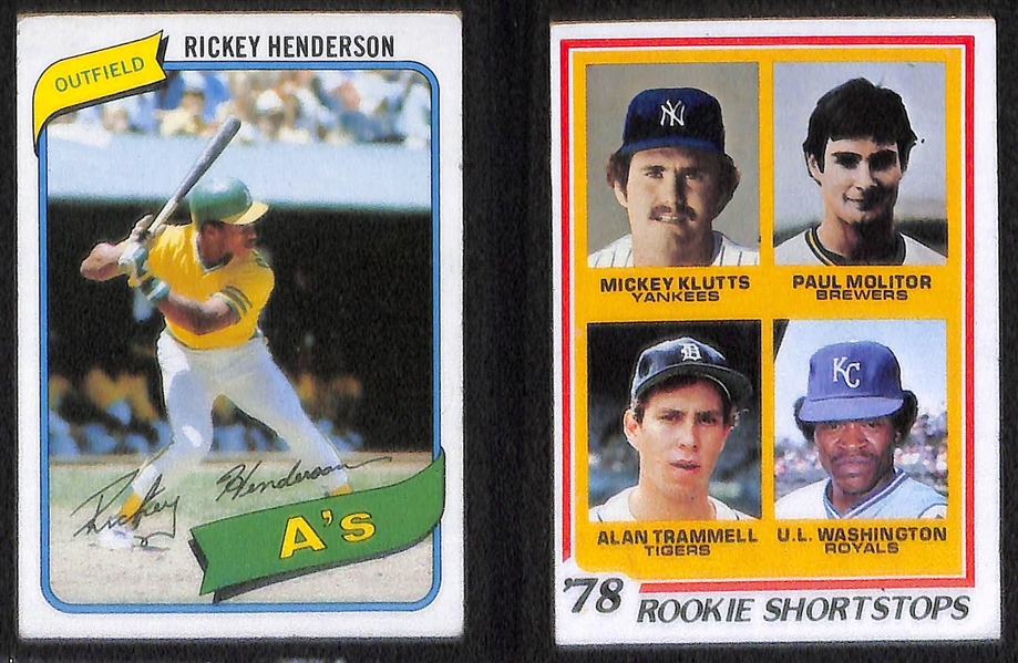 Lot of (11) 1960s-1980s Rookie and Star Cards Inc. Rose, Aaron, Banks, Henderson, Molitor