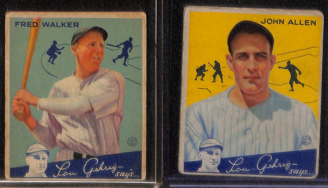 Lot of (8) 1934 Goudey Baseball Cards w. Gee Walker
