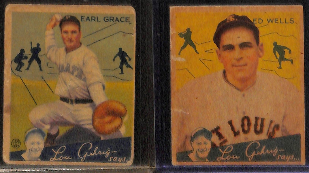 Lot of (6) 1934 Goudey Baseball Cards w. Tommy Bridges