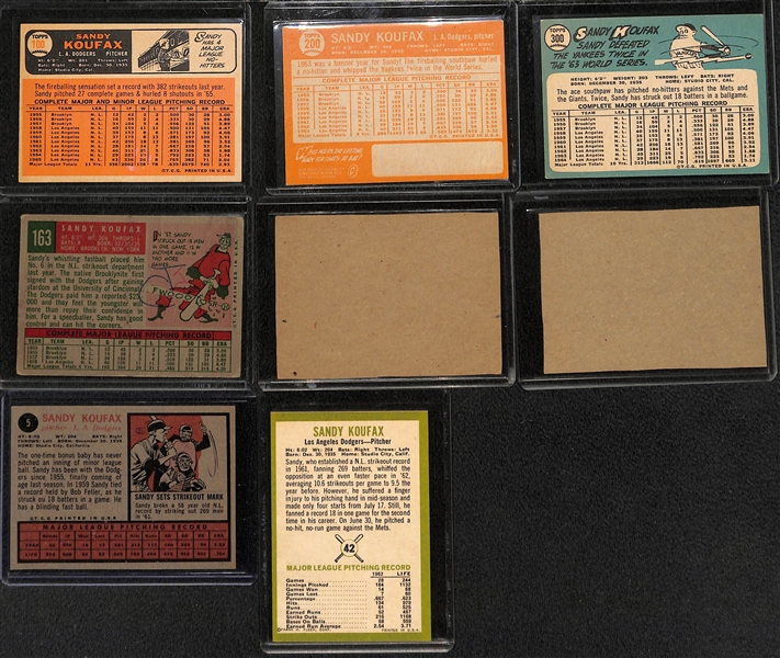 Lot of (21) 1950s and 1960s Dodger Star Pitchers Inc. (8) Sandy Koufax and (13) Don Drysdale Cards