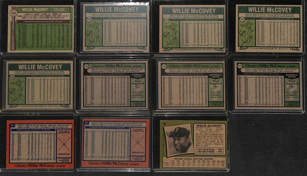 Lot of (27) 1960s and 1970s Willie McCovey Cards Inc. 1960 Rookie