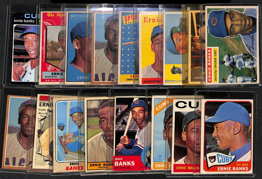 Lot of (17) 1950s-1970s Ernie Banks Cards