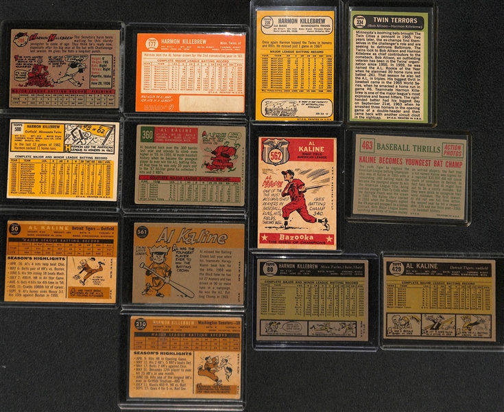 Lot of (37) 1950s-1970s Harmon Killebrew and Al Kaline Cards