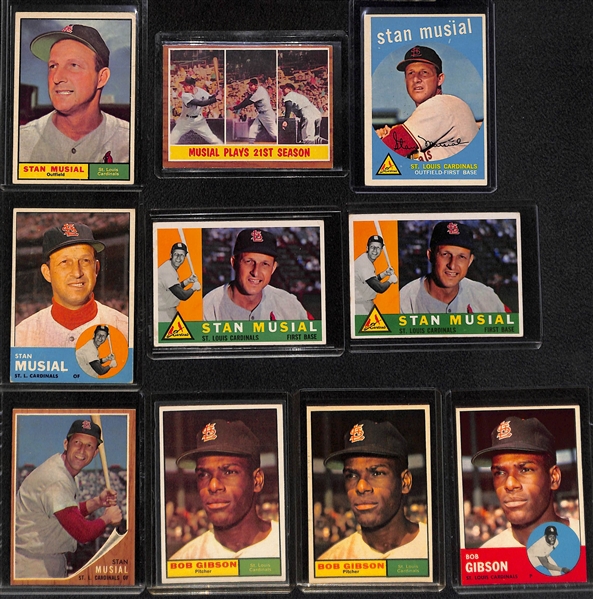 Lot of (46) 1950s-1970s Baseball HOFers inc. Musial, Gibson and Brock