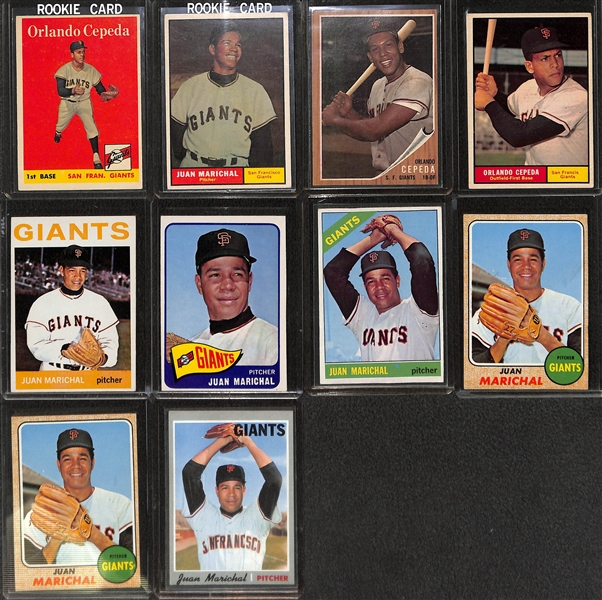 (10) 1950s-1970s San Franciso Giants Stars Inc. Juan Marichal and Orlando Cepeda Rookie Cards
