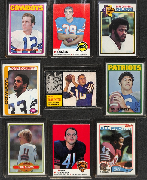 Lot of (17) 1960s-1980s Football Rookie Stars Including Csonka, Stauback, Campbell, Dorsett, Tarkenton, Plunket and More