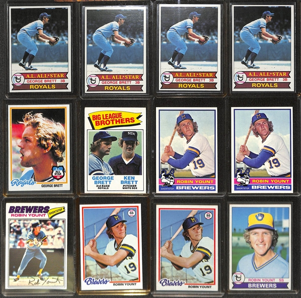 Lot of (24) 1970's George Brett and Robin Yount Inc. 2 Rookies of Each Player!