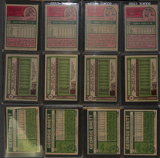 Lot of (24) 1970's George Brett and Robin Yount Inc. 2 Rookies of Each Player!