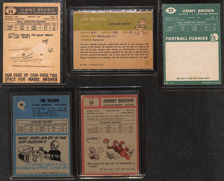 Lot of (5) 1950s and 60s Jim Brown Football Cards